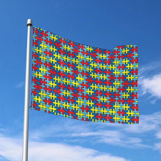 Autism Awareness Puzzle Print Polyester Flag