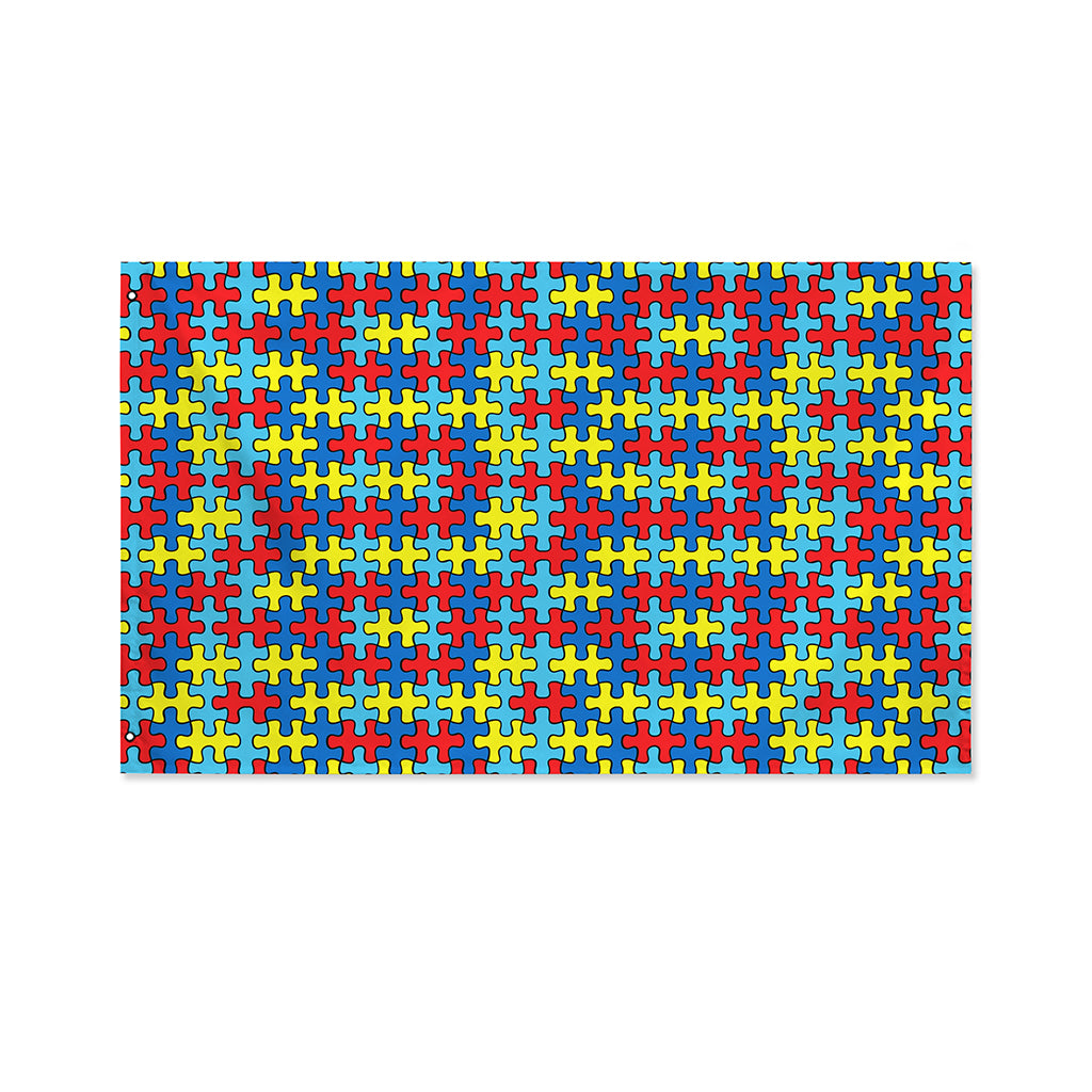 Autism Awareness Puzzle Print Polyester Flag