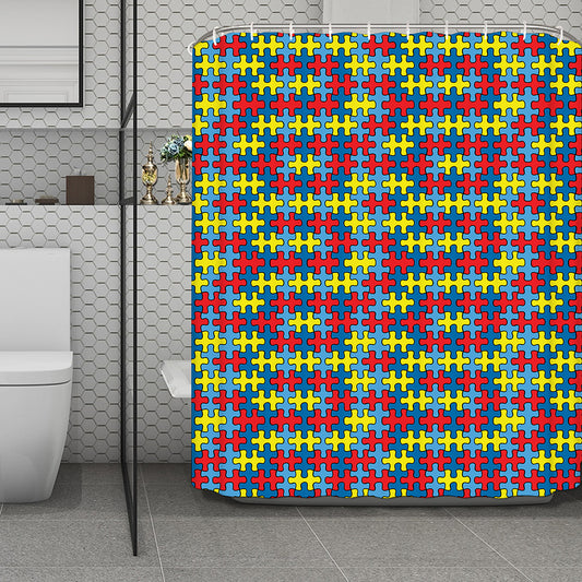Autism Awareness Puzzle Print Polyester Shower Curtain