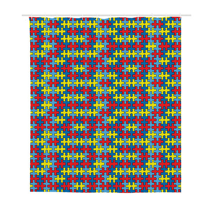 Autism Awareness Puzzle Print Polyester Shower Curtain