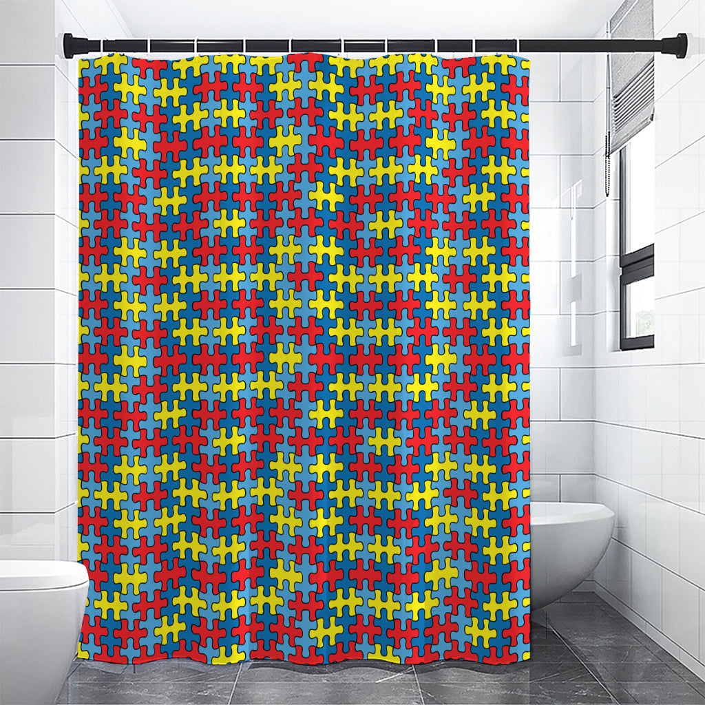 Autism Awareness Puzzle Print Premium Shower Curtain