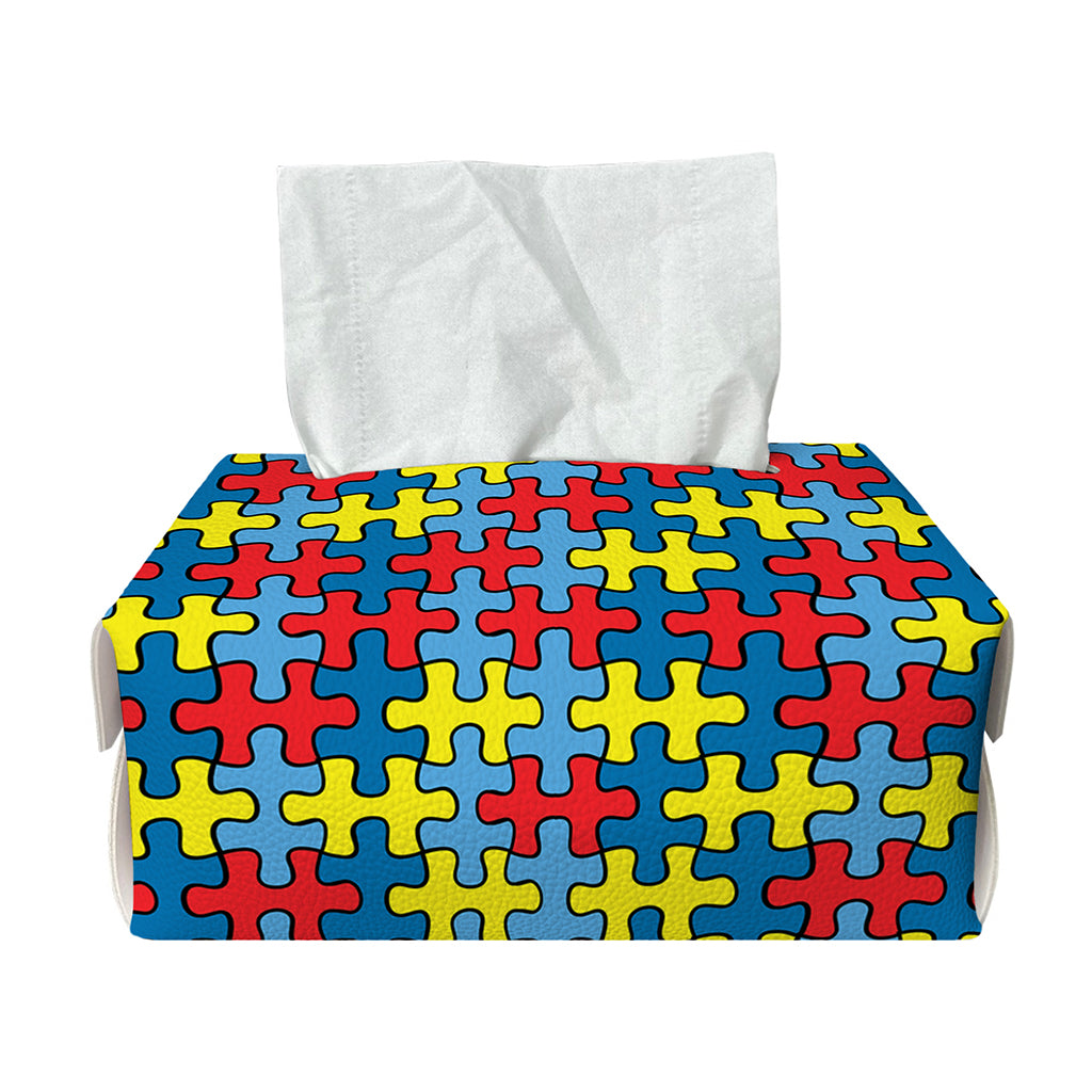 Autism Awareness Puzzle Print Rectangle Tissue Box Cover