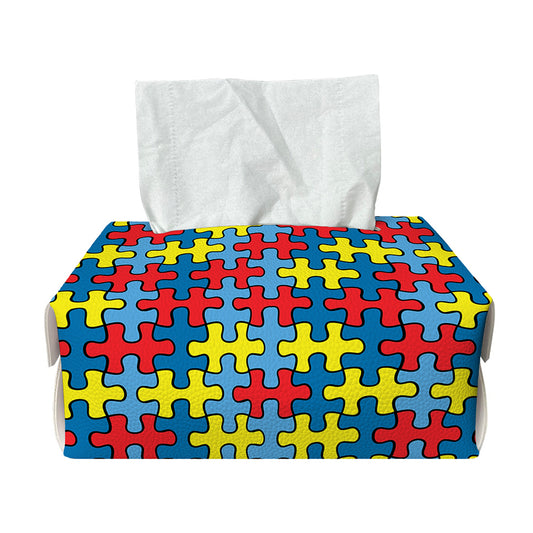 Autism Awareness Puzzle Print Rectangle Tissue Box Cover