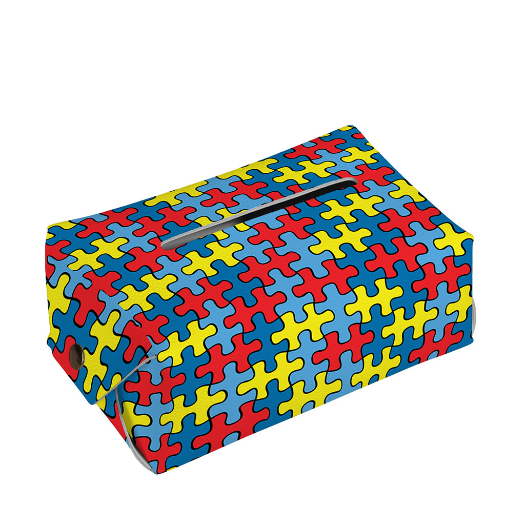 Autism Awareness Puzzle Print Rectangle Tissue Box Cover