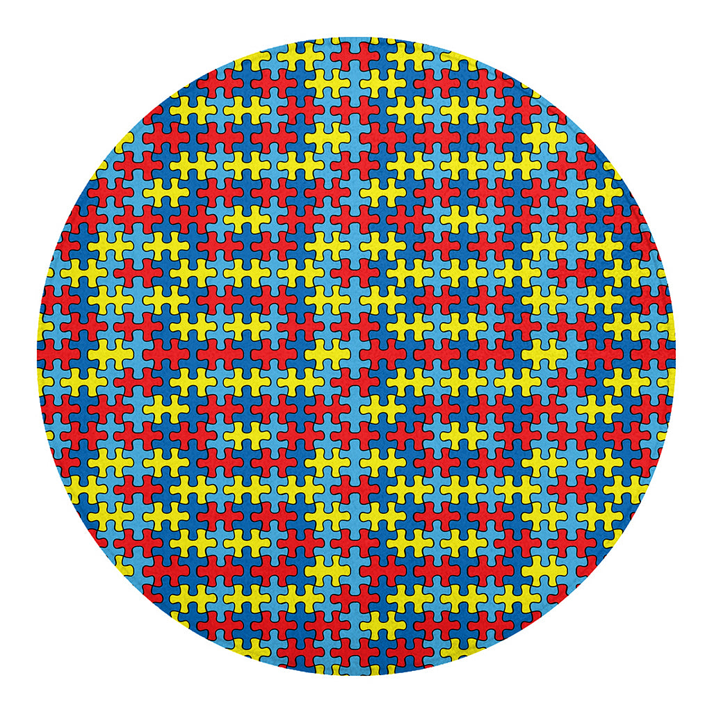 Autism Awareness Puzzle Print Round Blanket