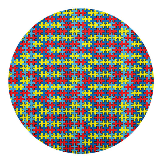 Autism Awareness Puzzle Print Round Blanket