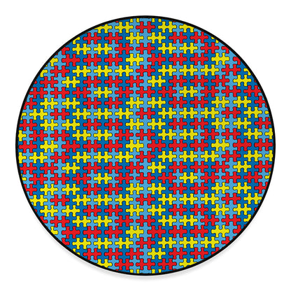 Autism Awareness Puzzle Print Round Floor Mat