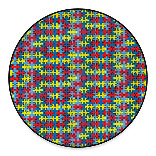 Autism Awareness Puzzle Print Round Floor Mat