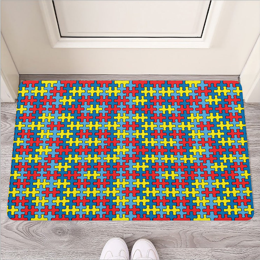 Autism Awareness Puzzle Print Rubber Doormat