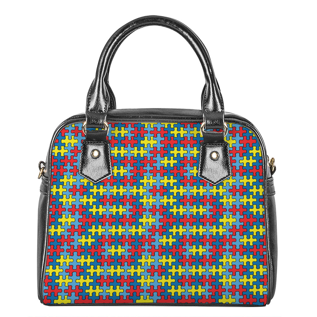 Autism Awareness Puzzle Print Shoulder Handbag