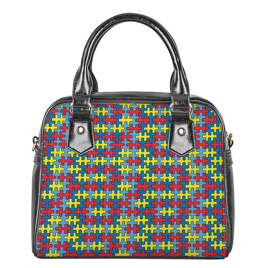 Autism Awareness Puzzle Print Shoulder Handbag