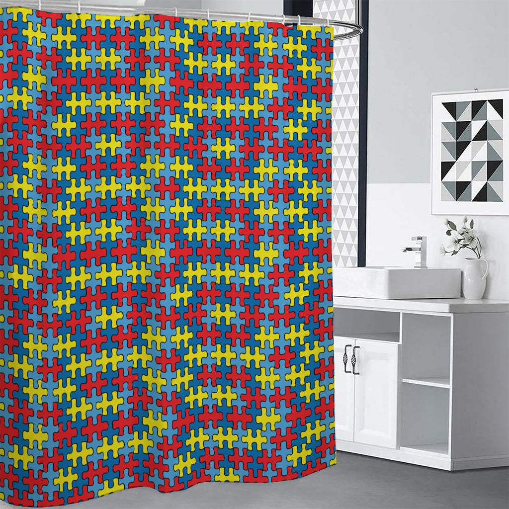 Autism Awareness Puzzle Print Shower Curtain