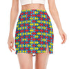 Autism Awareness Puzzle Print Side Slit Mini Skirt