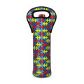 Autism Awareness Puzzle Print Single Neoprene Wine Tote