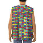 Autism Awareness Puzzle Print Sleeveless Baseball Jersey