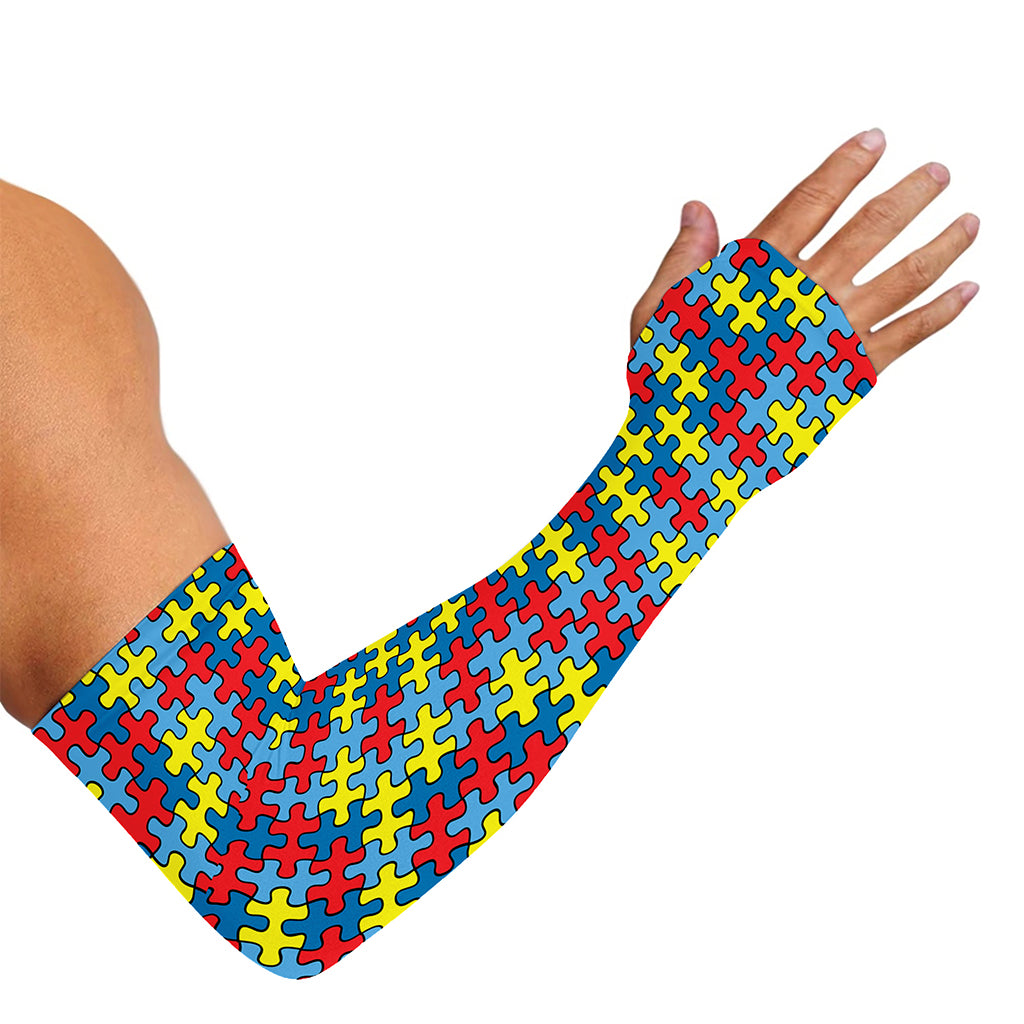 Autism Awareness Puzzle Print Sun Protection Arm Sleeves