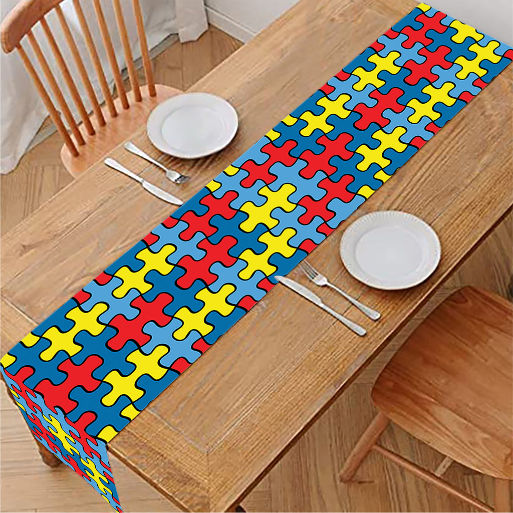 Autism Awareness Puzzle Print Table Runner