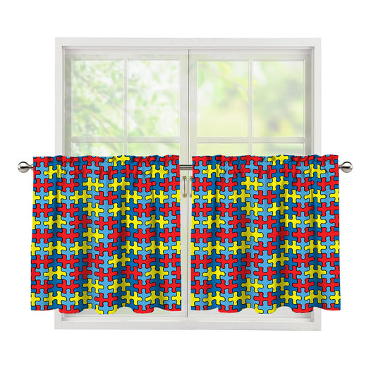 Autism Awareness Puzzle Print Tier Curtains