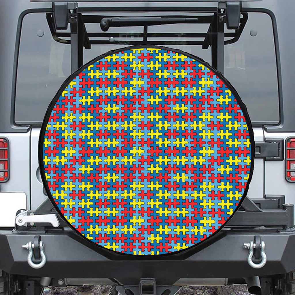 Autism Awareness Puzzle Print Tire Cover