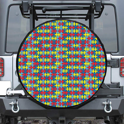 Autism Awareness Puzzle Print Tire Cover