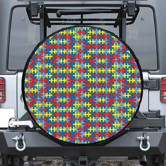 Autism Awareness Puzzle Print Tire Cover