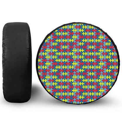 Autism Awareness Puzzle Print Tire Cover
