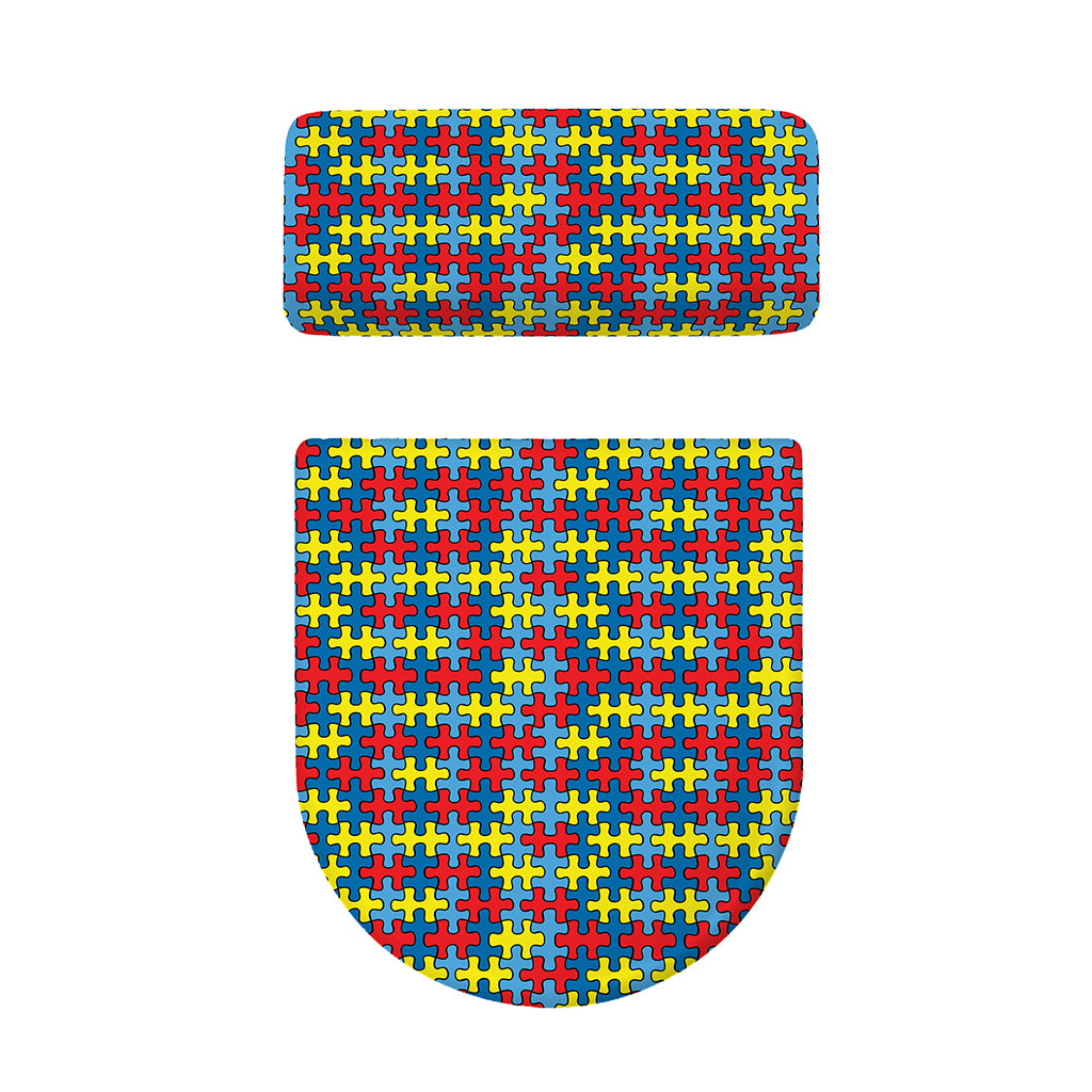 Autism Awareness Puzzle Print Toilet Lid And Tank Cover Set