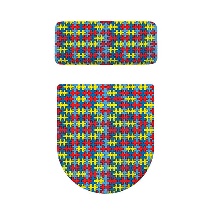 Autism Awareness Puzzle Print Toilet Lid And Tank Cover Set