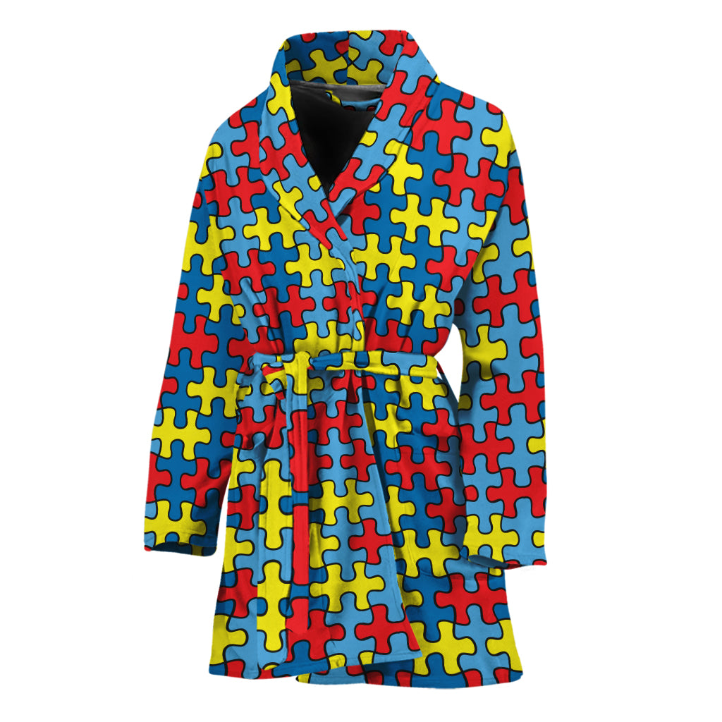 Autism Awareness Puzzle Print Women's Bathrobe