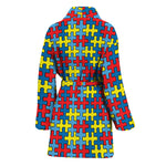 Autism Awareness Puzzle Print Women's Bathrobe