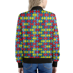 Autism Awareness Puzzle Print Women's Bomber Jacket