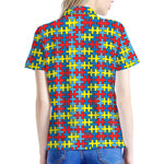 Autism Awareness Puzzle Print Women's Polo Shirt