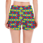 Autism Awareness Puzzle Print Women's Split Running Shorts