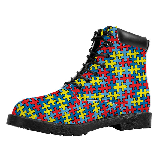 Autism Awareness Puzzle Print Work Boots
