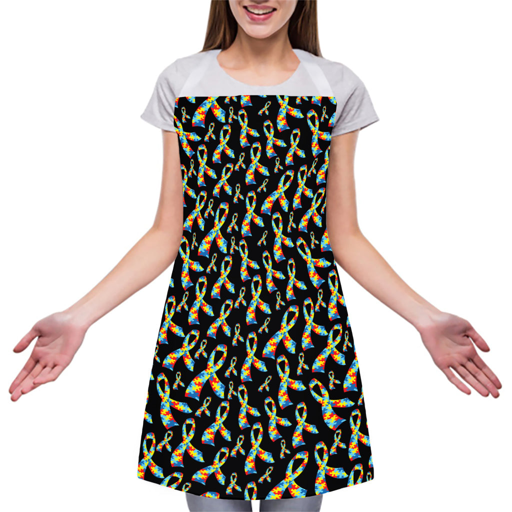 Autism Awareness Ribbon Pattern Print Adjustable Apron