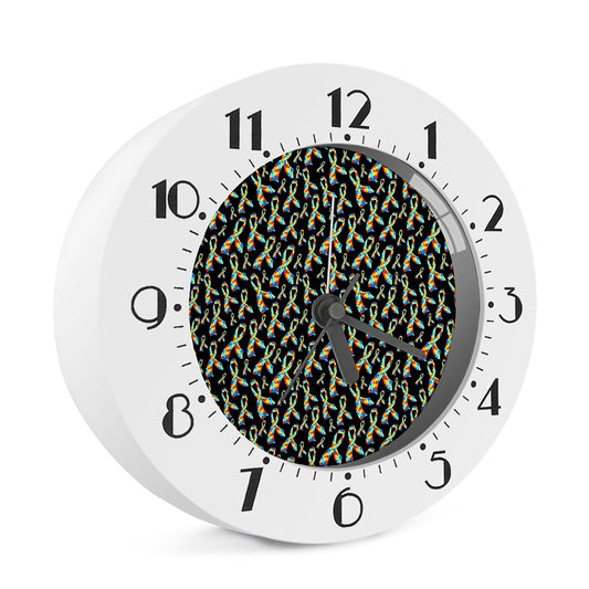 Autism Awareness Ribbon Pattern Print Alarm Clock