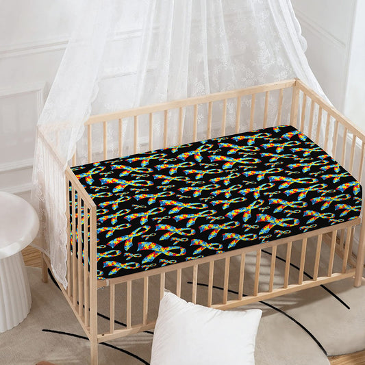 Autism Awareness Ribbon Pattern Print Baby Crib Sheet