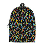 Autism Awareness Ribbon Pattern Print Backpack