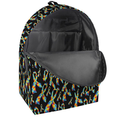 Autism Awareness Ribbon Pattern Print Backpack
