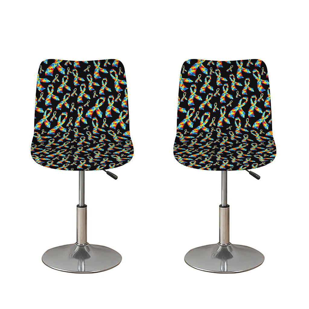 Autism Awareness Ribbon Pattern Print Bar Stool Covers
