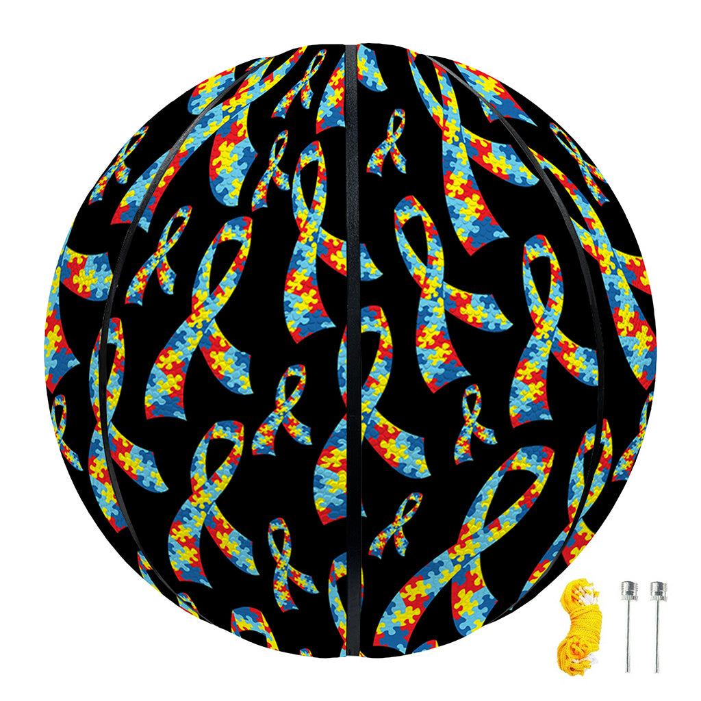 Autism Awareness Ribbon Pattern Print Basketball