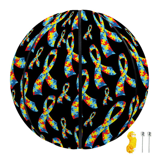 Autism Awareness Ribbon Pattern Print Basketball