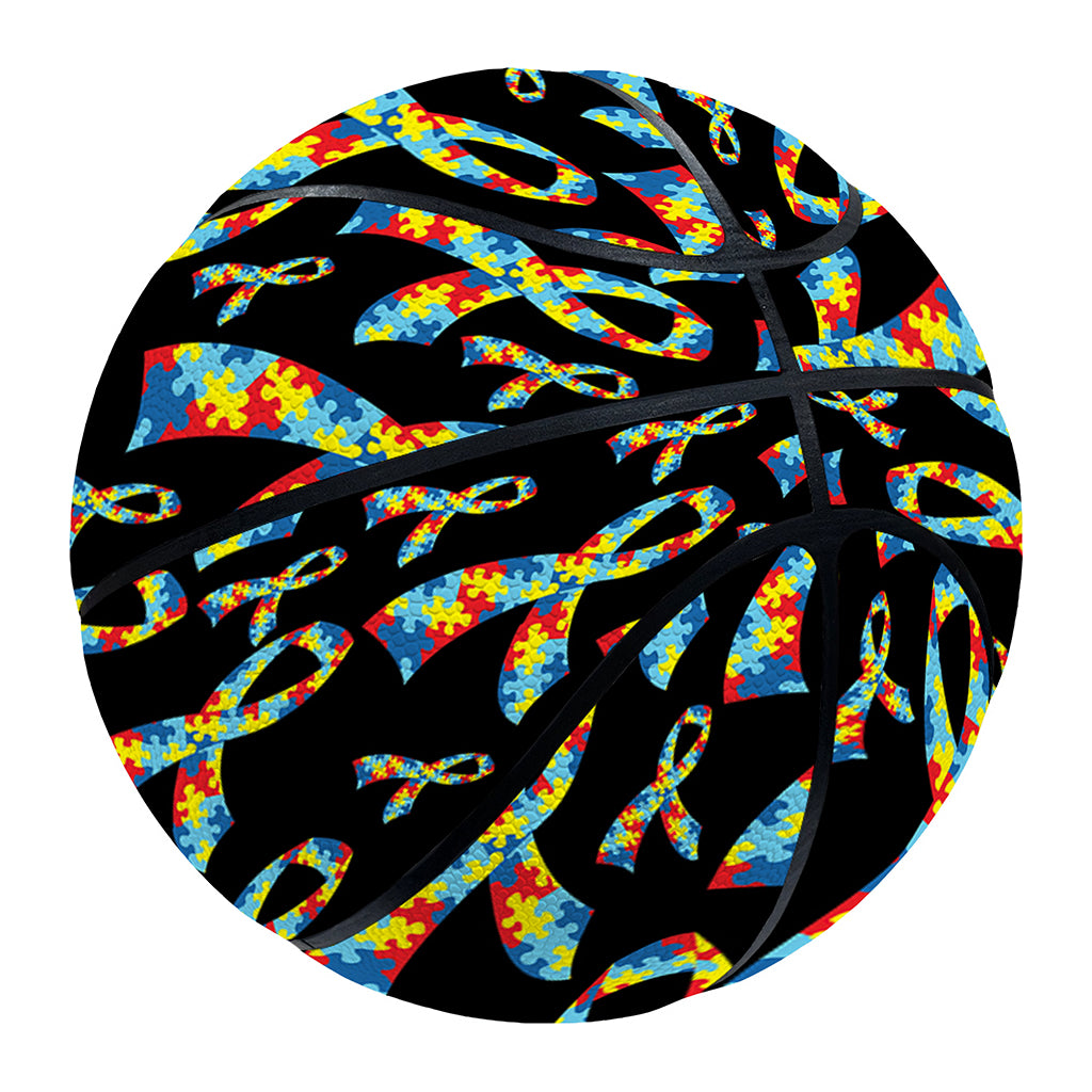 Autism Awareness Ribbon Pattern Print Basketball