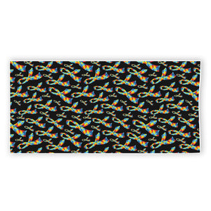 Autism Awareness Ribbon Pattern Print Beach Towel