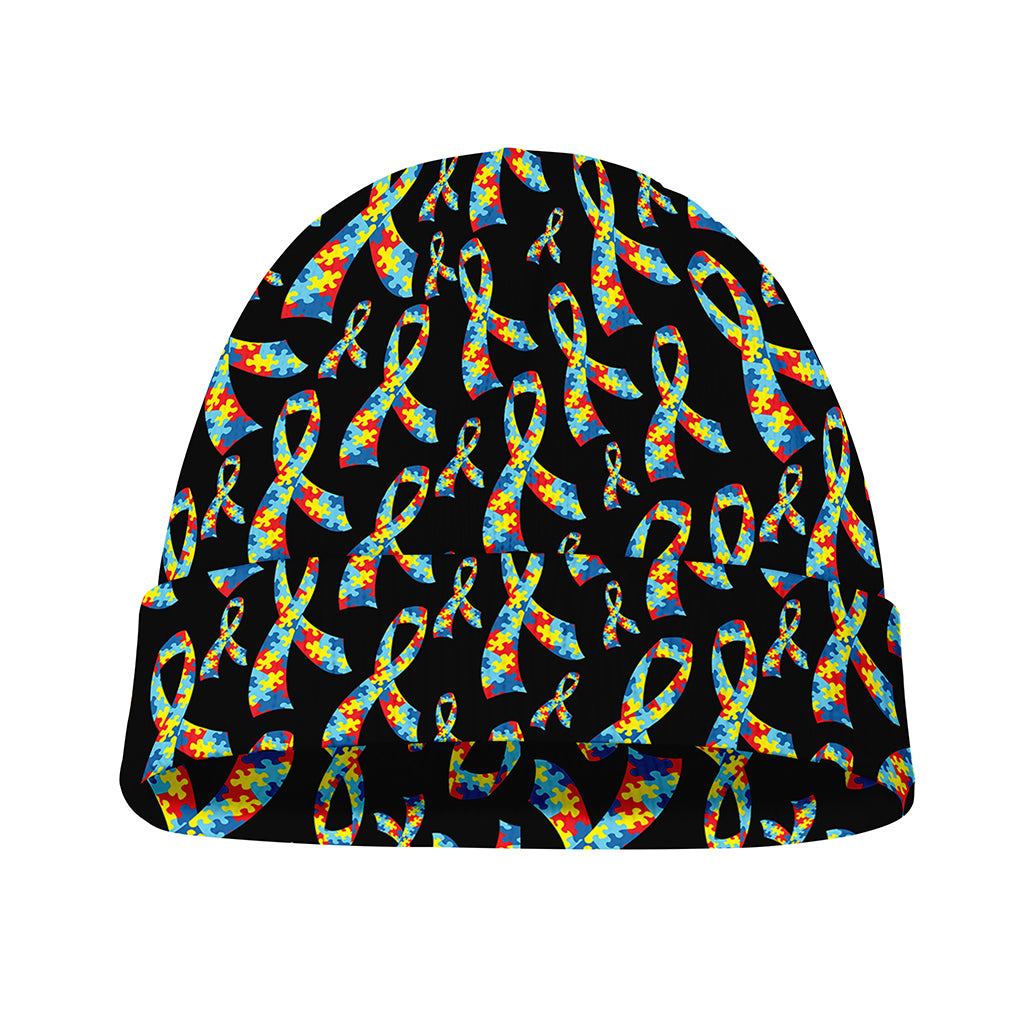 Autism Awareness Ribbon Pattern Print Beanie