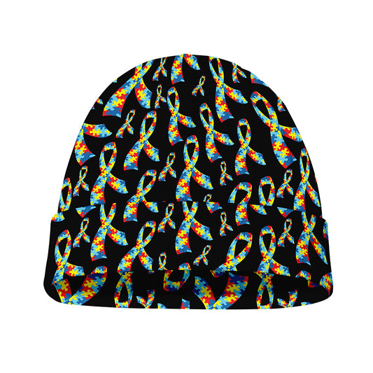 Autism Awareness Ribbon Pattern Print Beanie