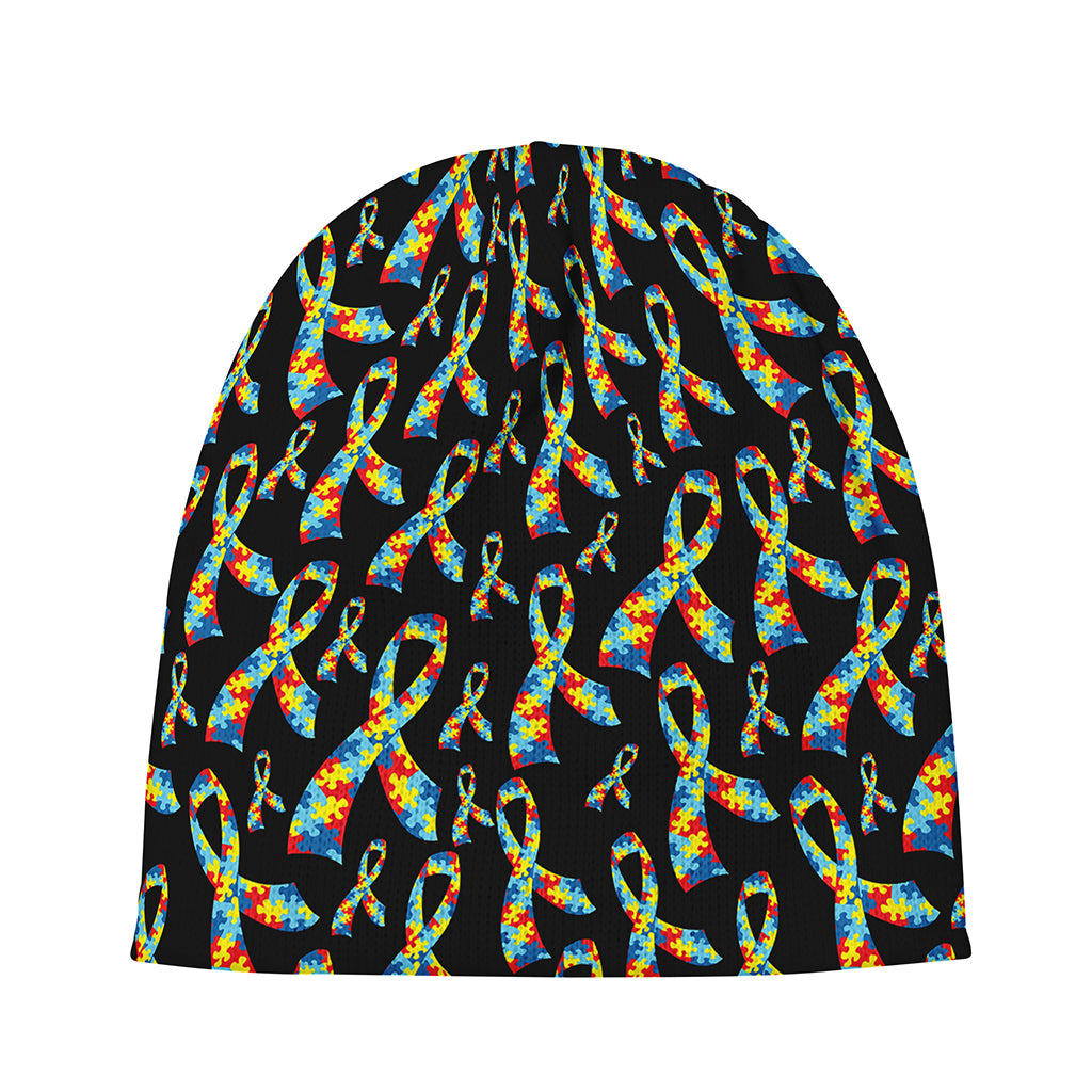 Autism Awareness Ribbon Pattern Print Beanie