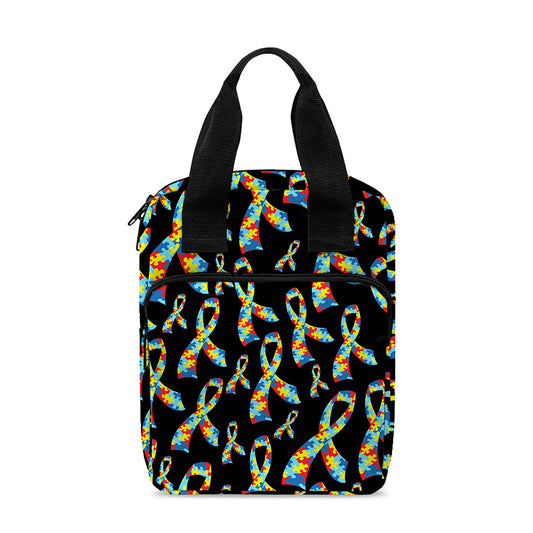 Autism Awareness Ribbon Pattern Print Bible Tote Bag