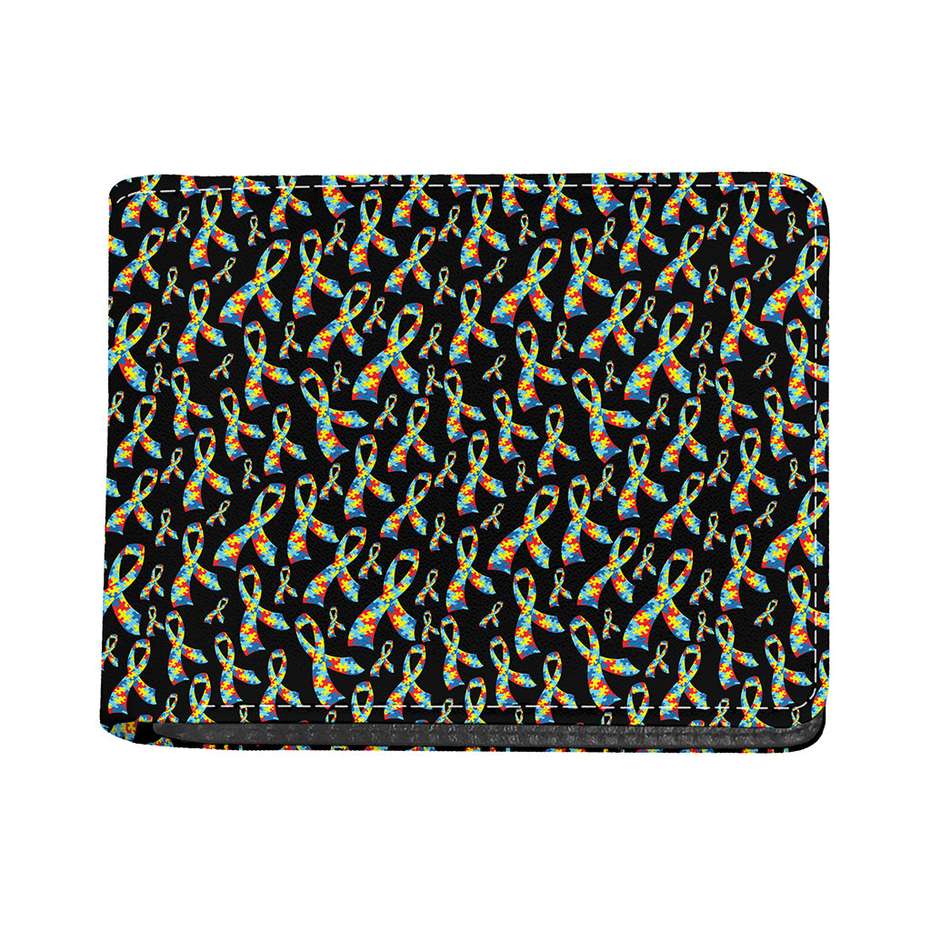 Autism Awareness Ribbon Pattern Print Bifold Wallet