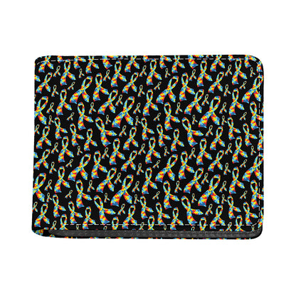 Autism Awareness Ribbon Pattern Print Bifold Wallet
